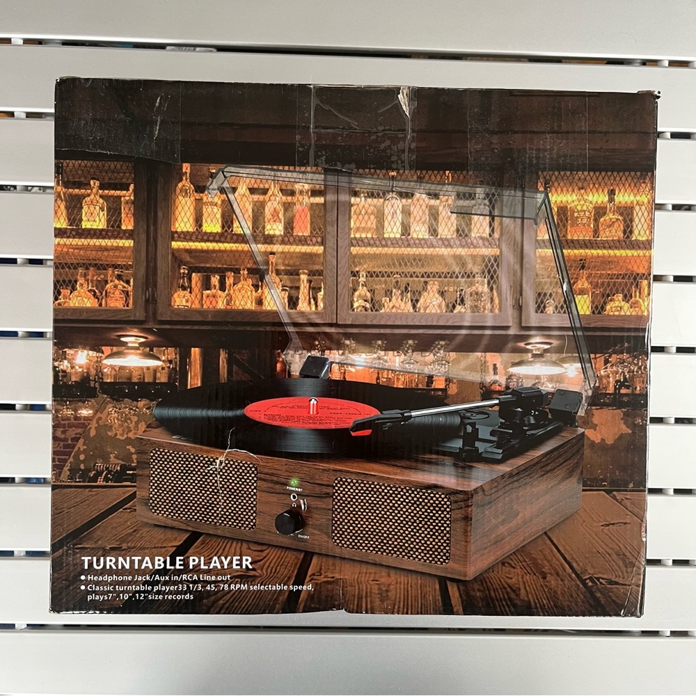 NIB Vinyl Belt-Driven Record Player Wireless Turntable w/ Built-in Speakers USB